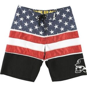 Metal Mulisha Boardshorts Mens 30 Murrican Patriotic Flag Swim Surf Beach Trunks